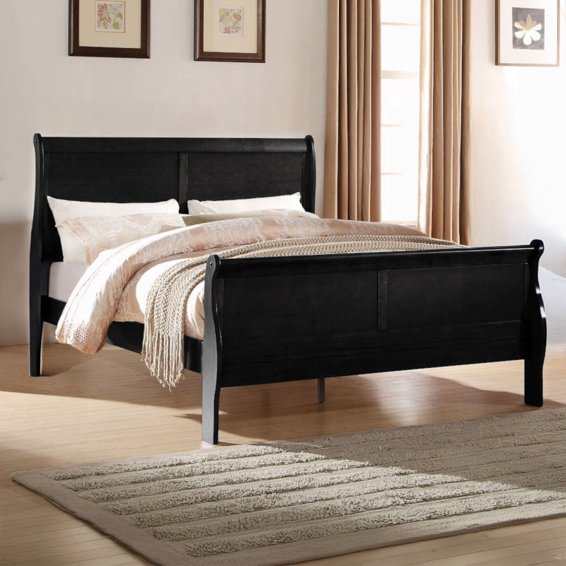 Louis Philippe Bed, Black, Queen