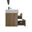 Meuble-lavabo mural, aspect chêne brut, lavabo en quartz blanc, tiroirs silencieux, finition à base d'eau E0, meuble-lavabo moderne de 23,78 po de hauteur avec panneau grillagé, trous de drainage en U,