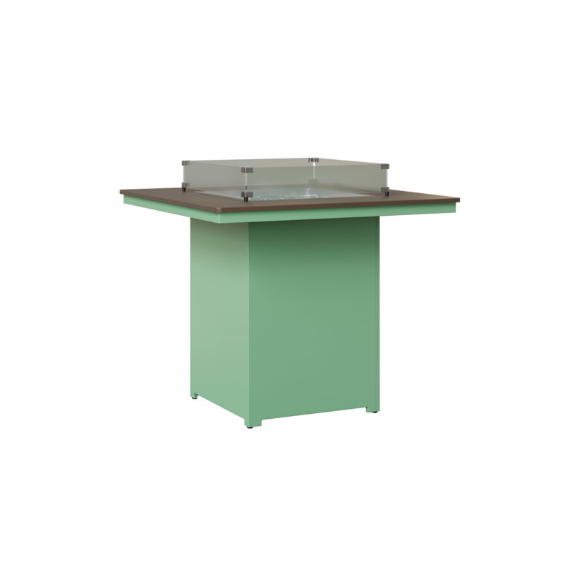 Table de bar berlinois Berlin Gardens, H 39 po x l 47 po x P 47 po, Bronze martelé avec base menthe