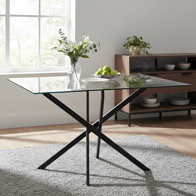 Tempered Glass Side Table with Iron Legs