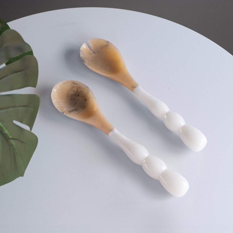Resin Salad Servers, White