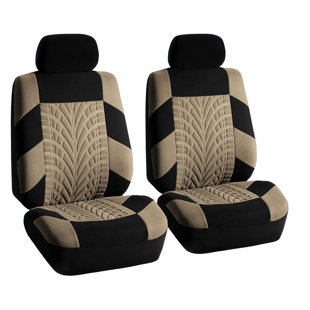 FH Group Ultra Sleek Car Seat Cushions 23 in. x 1 in. x 47 in. Oxford Fabric Front Set, Black