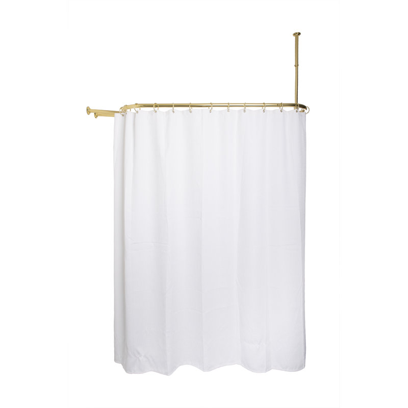Gold Aluminum D-Shaped Ceiling Mounted Shower Rod
