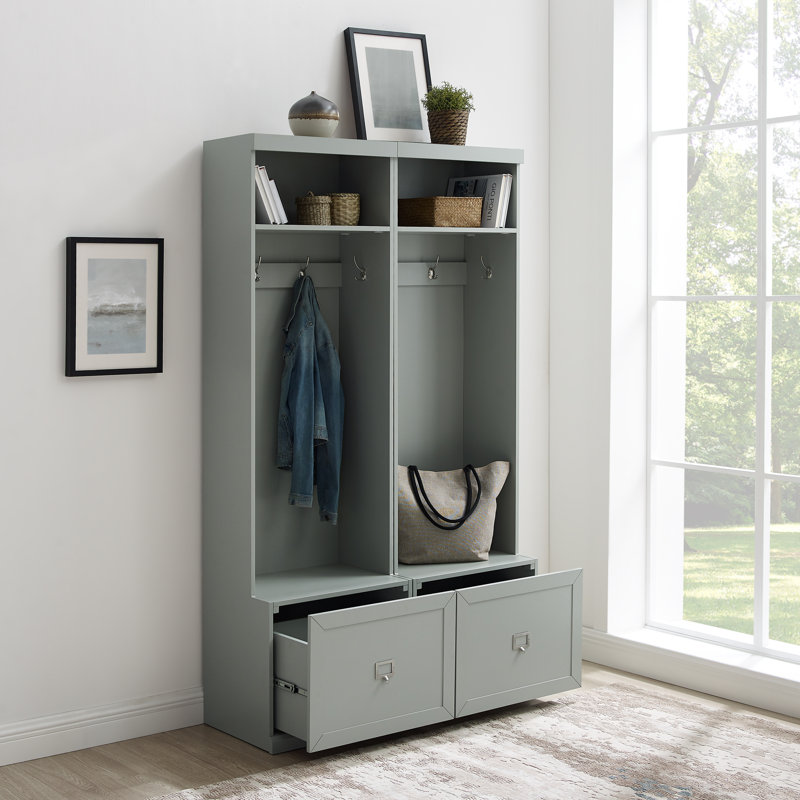 Crestshire Hall Tree 44'' Wide with Bench, Gray