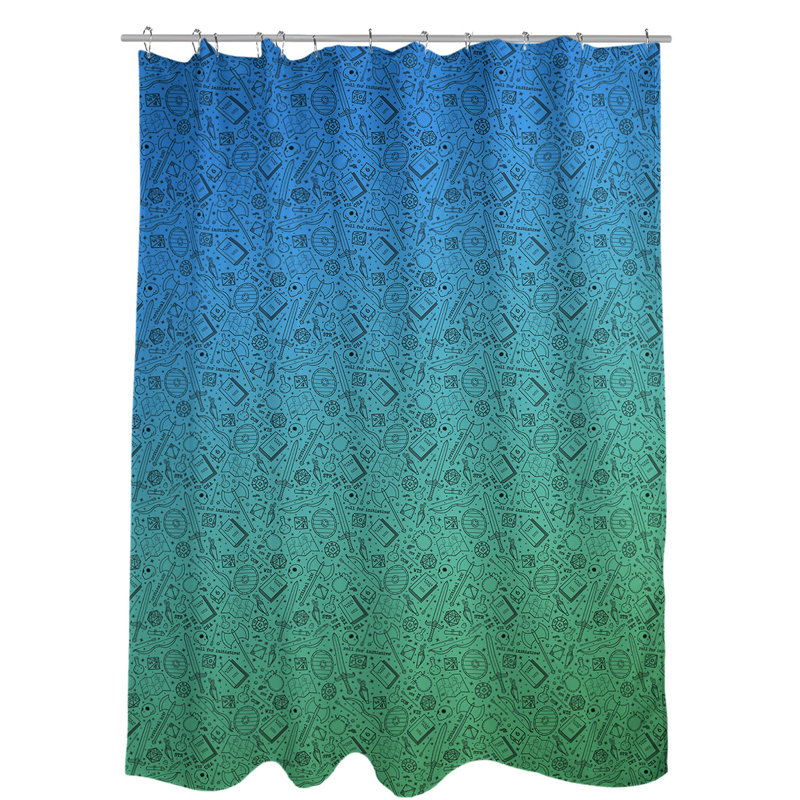 Rideau de douche simple classique RPG, Vert, bleu et noir