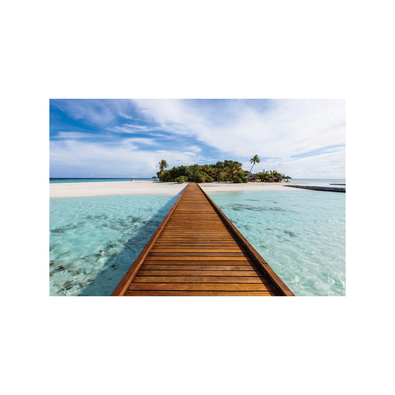 Wooden Jetty To A Tropical Island, Maldives by Matteo Colombo - Wrapped Canvas Print, 101.6 cm H x 66.04 cm W x 1.91 cm D
