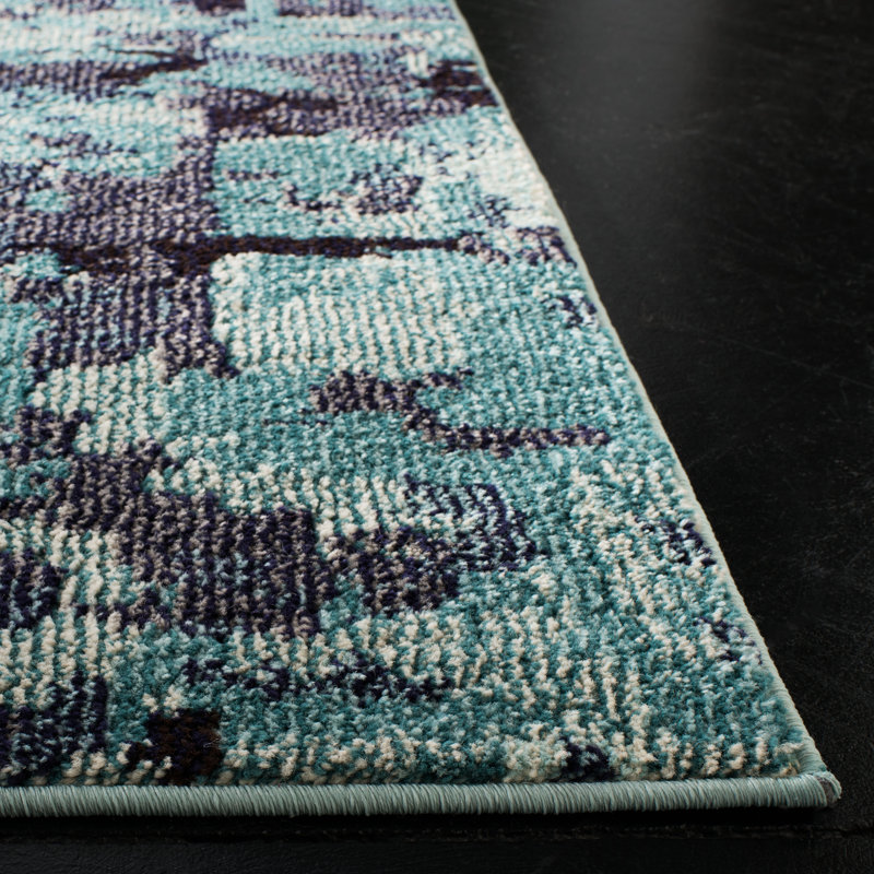 Hertzler Abstract Light Blue/Multi Rug, Rectangle 4' x 5'7"