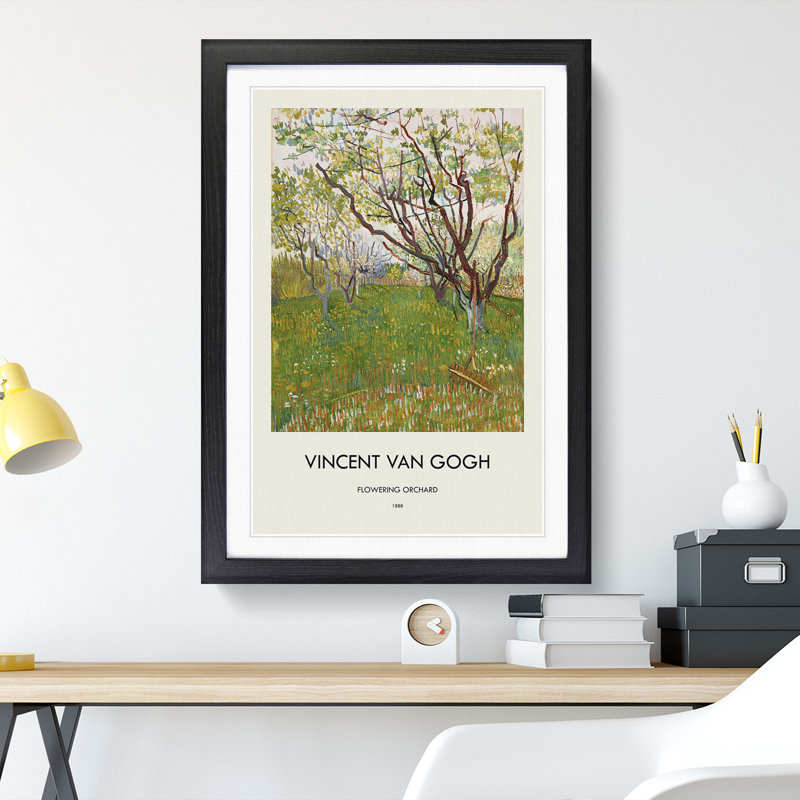 Flowering Orchard by Vincent Van Gogh - Single Picture Frame Print, Black Framed, 48cm H x 36cm W x 2cm D