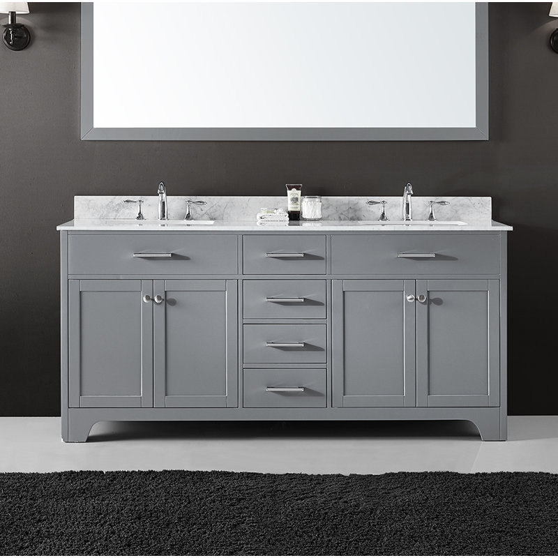 Ensemble de meuble-lavabo double 72 po Cassel, Gris taupe