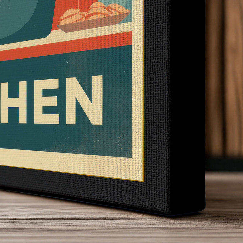 Kitchen Shelves Retro - Wrapped Canvas, 24x16 - 61.0 x 40.6 cm, Black Border