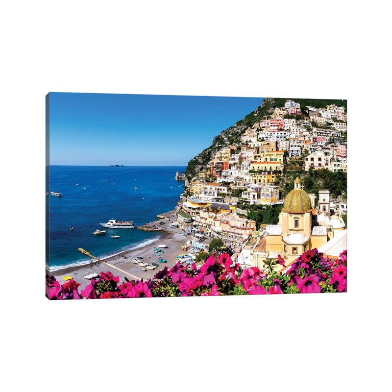 «Positano Beach and Church Santa Maria» par Susanne Kremer - Photographie sur toile tendue, H 8 po x l 12 po x P 0,75 po