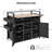 Outdoor Kitchen Wicker Island Rolling Cart Bar Table & Storage Cabinet, Wheels And Plastic Wood Extended Table Top-1365835743
