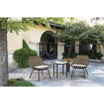 Krebs 3 Piece Rattan Seating Group with Cushions