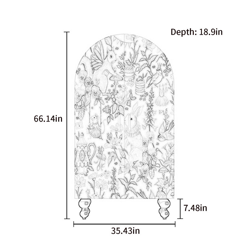 Armoire-penderie moderne à double porte arquée, Noir / Rose