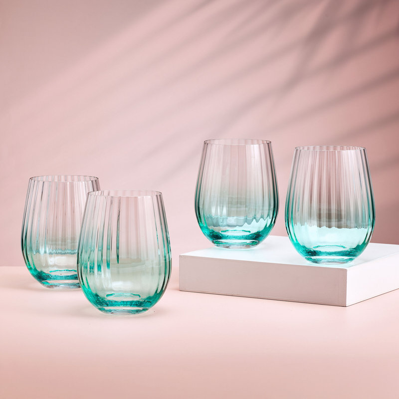 Verres à vin sans pied Darbie Angell Good Day, ensemble de 4, Bleu