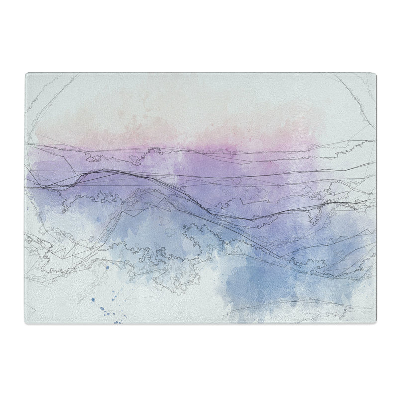 Tempered Glass Colourful Mountains Chopping Board, 28.5 cm x 39 cm