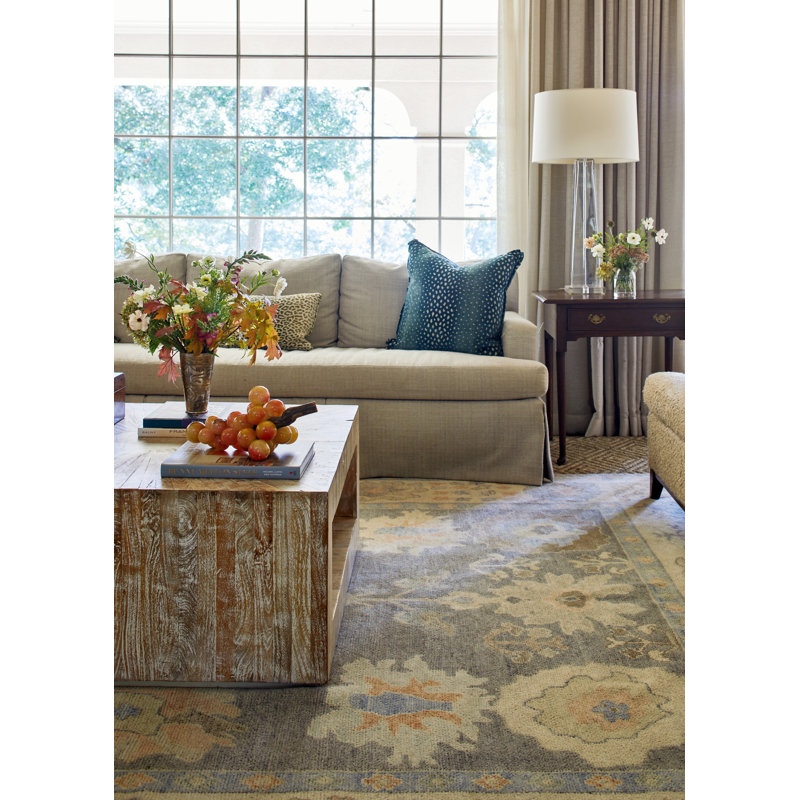 Hand Knotted Wool Floral Area Rug, Rectangle 10' x 14'