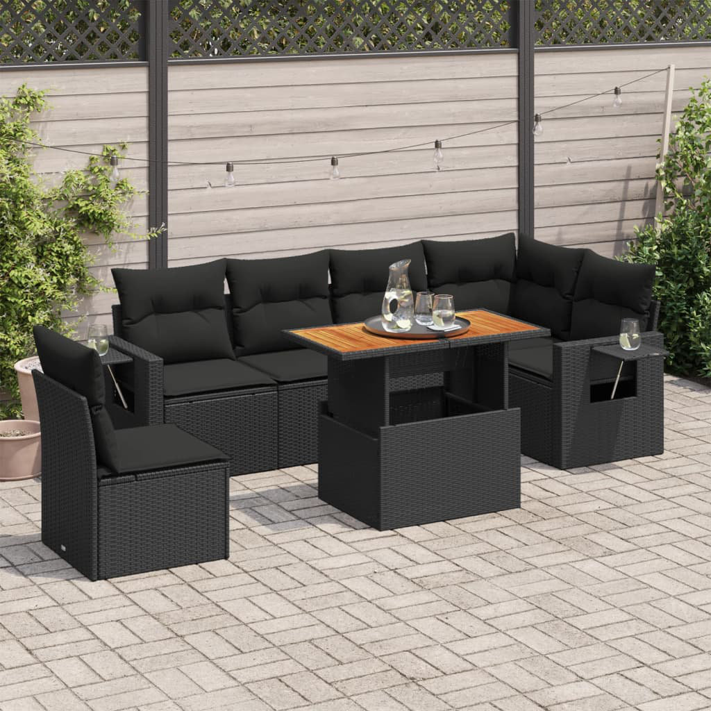 Vidaxl 7-Tlg. Garten-Sofagarnitur Mit Kissen Grau Poly Rattan