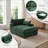 Oversized Upholstered Green Chenille Chaise Lounge with Armrests & Throw Pillows-1767935889