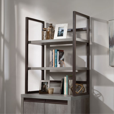 Library Hutch with Modern Design, Brown finish
