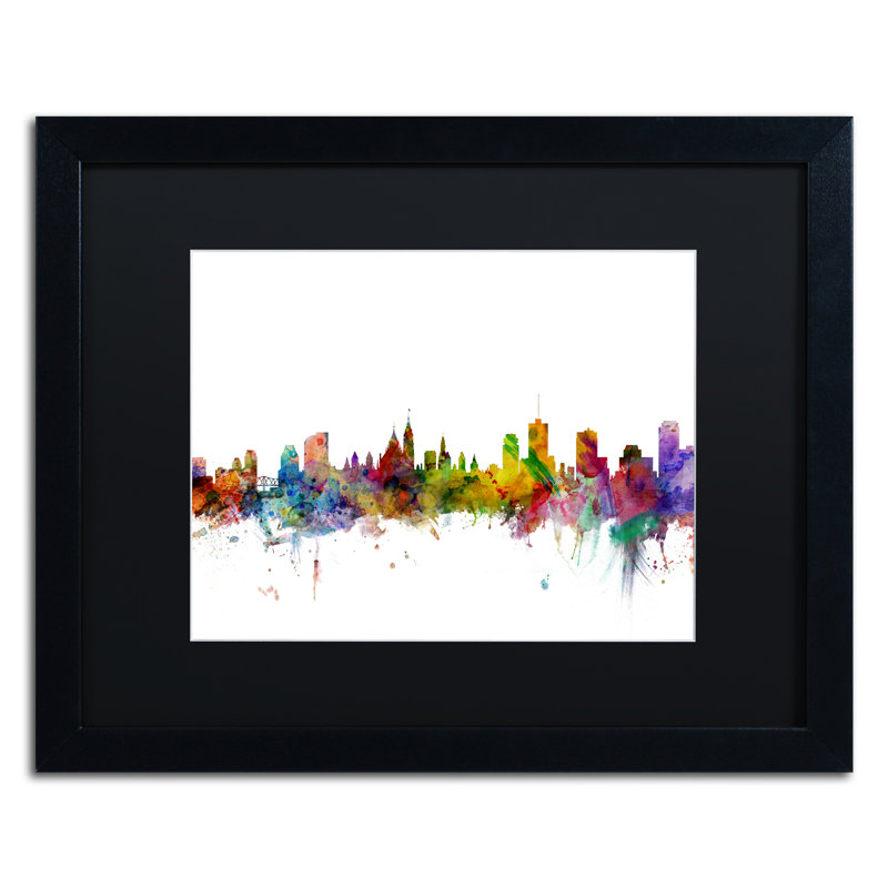"ottawa canada horizon" , impression encadrée, H 16 po x l 20 po x P 0,5 po, Noir