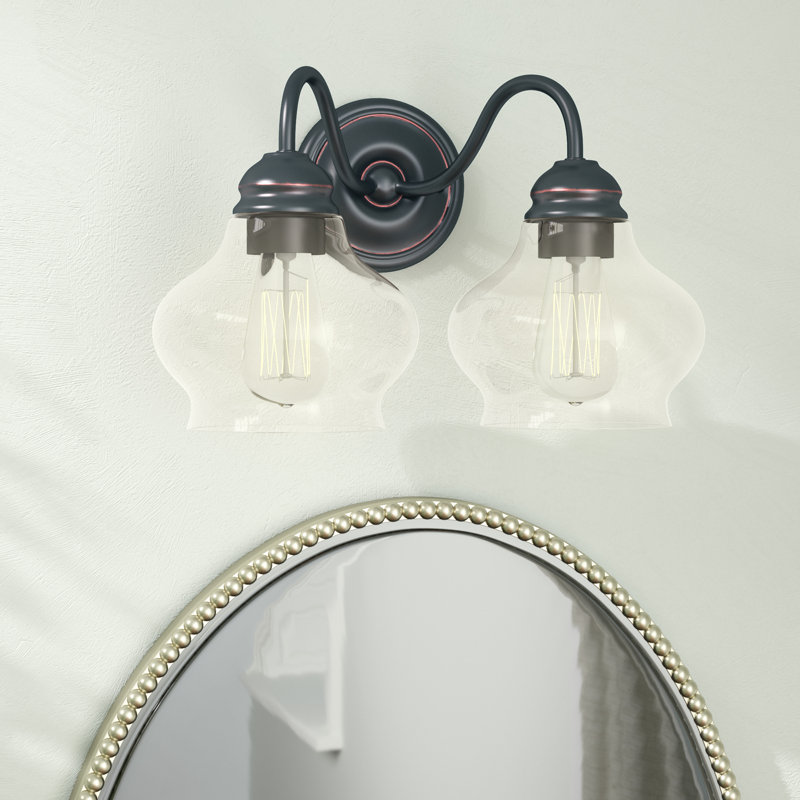 Éclairage pour salle de bain 2 lumières Parkerfield, Bronze huilé doré