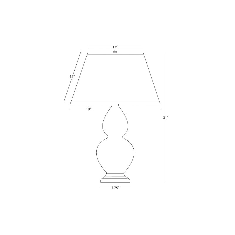 Double Gourd Table Lamp, Ivory, Celadon/Brass