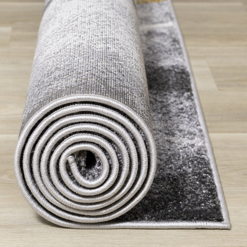 Tapis à motif géométrique gris Barling, Rectangle 2 pi x 3 pi 7 po