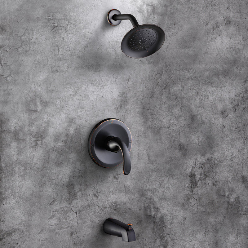 Robinet de baignoire et de douche à poignée simple avec valve brute, Bronze huilé