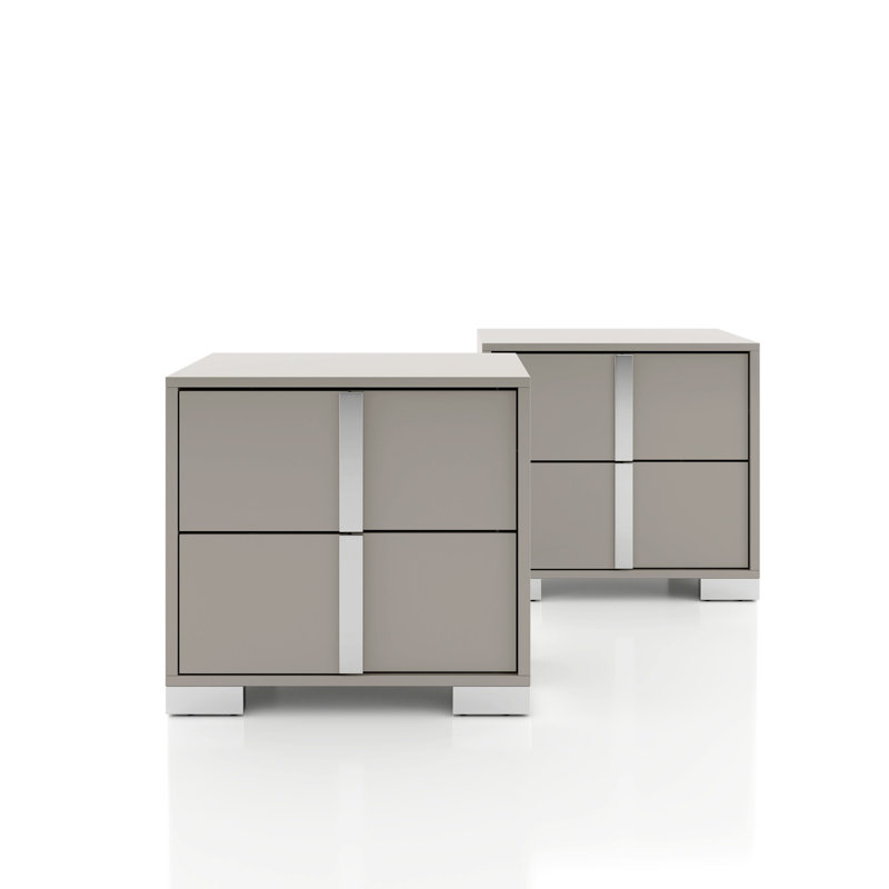 Duckworth 2-Piece Nightstands Set, Taupe Gray