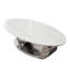 Table basse 49,2 pouces ovale en faux marbre pour salon avec base en acier inoxydable