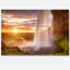 Cascade de Seljalandsfoss au coucher du soleil - Photographie sans cadre sur métal-61498584