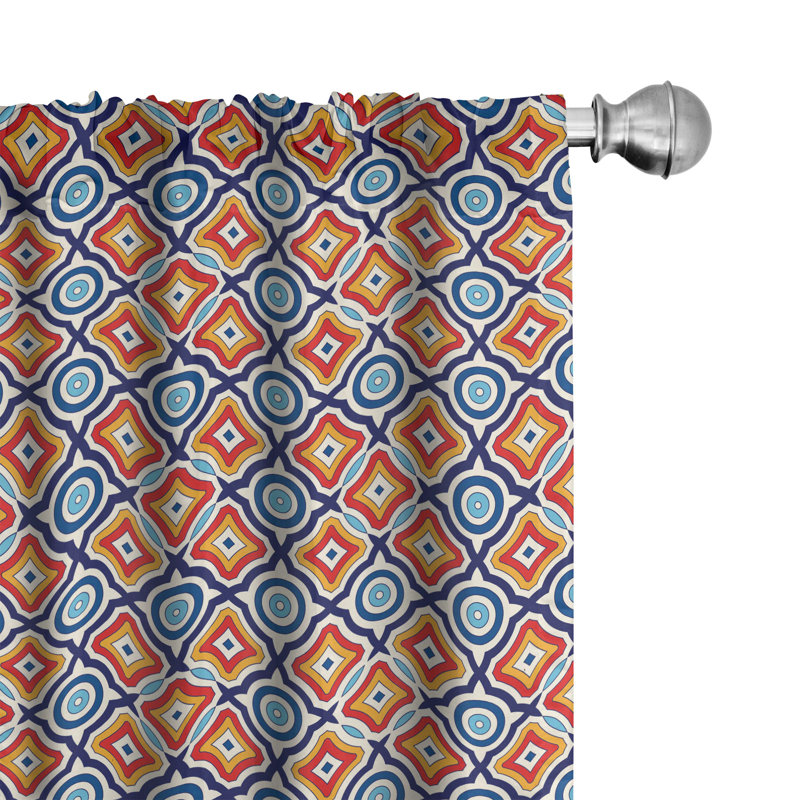 Ethnic Semi-Sheer Rod Pocket Curtain Panels, 28" x 95"