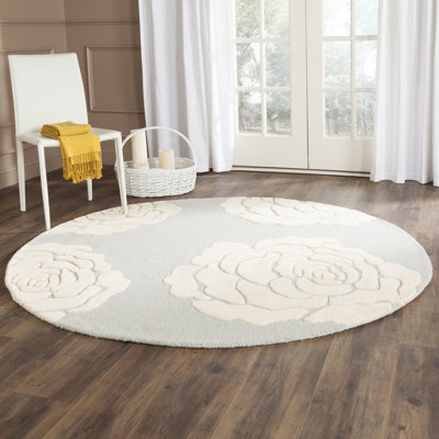 Tapis gris / ivoire en laine touffeté à la main Cannen