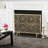 Iron Fireplace Protector, Overlapping Circle Pattern, Single, Gold Stylish Screen, Geometric Overlap, Single Panel, Golden Hue