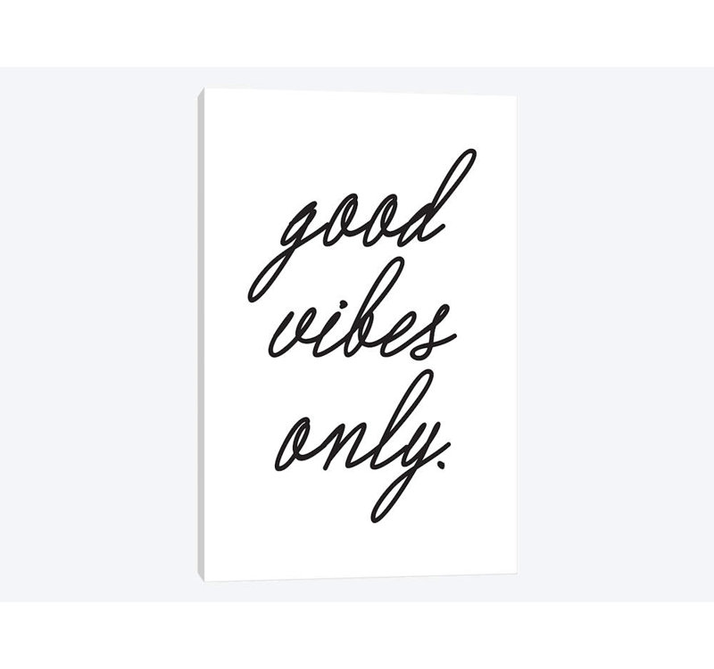 «Good Vibes Only», art textuel sur toile, H 12 po x l 8 po x P 0,75 po, Toile tendue, Pas de tapis