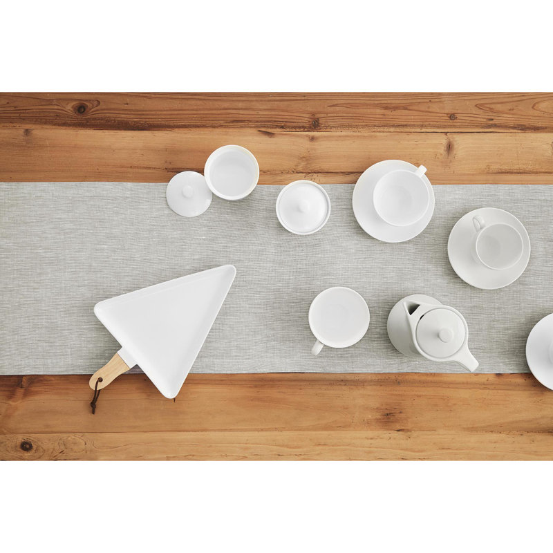 100% Pure Linen Table Runner - Athena, Oyster Gray, 54" x 14"