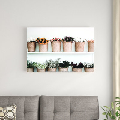 Paniers avec plantes, reproduction sur toile