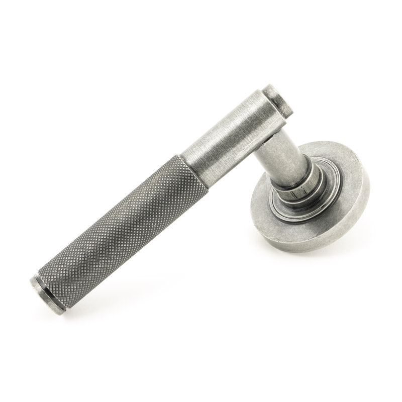 Brompton Lever on Rose Set (Plain), Pewter Patina