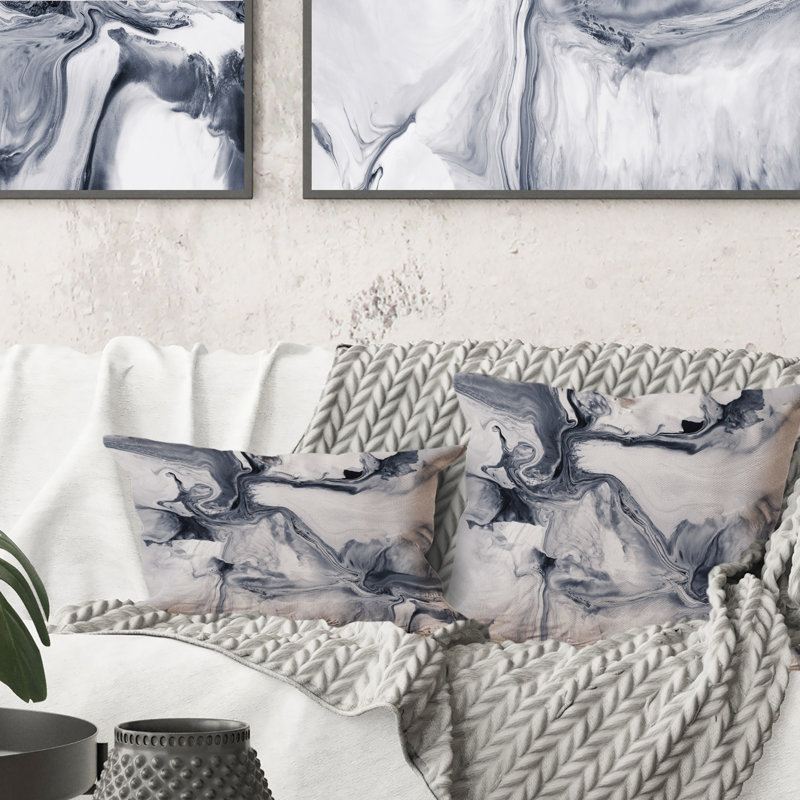Coussin décoratif abstrait imprimé noir et blanc 1
