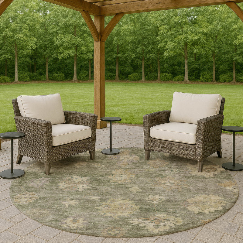 Tapis lavable à la machine intérieur / extérieur ACN2305, Rond 8 pi
