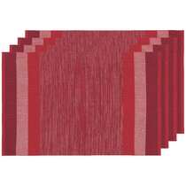 EveryTable 18 in. x 12 in. Red Ticking Stripe PVC Placemat (Set of 6)