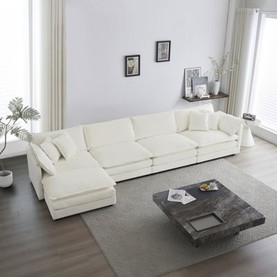 Canapé modulaire moderne en U, canapé modulaire 5 places avec 1 repose-pieds, chenille