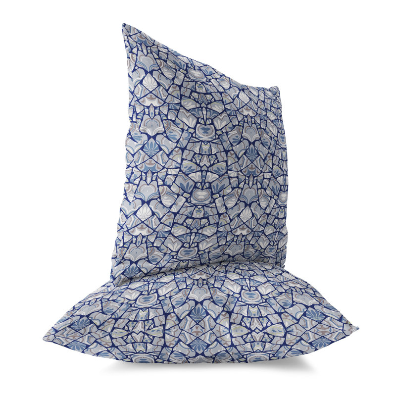 Coussin Wildflower Lagoon, H 20 po x l 20 po, Bleu / Argent