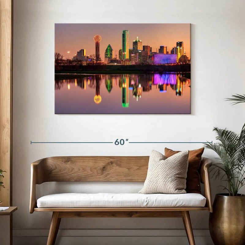 Skyline de nuit Sirci Dallas, H 30 po x l 45 po