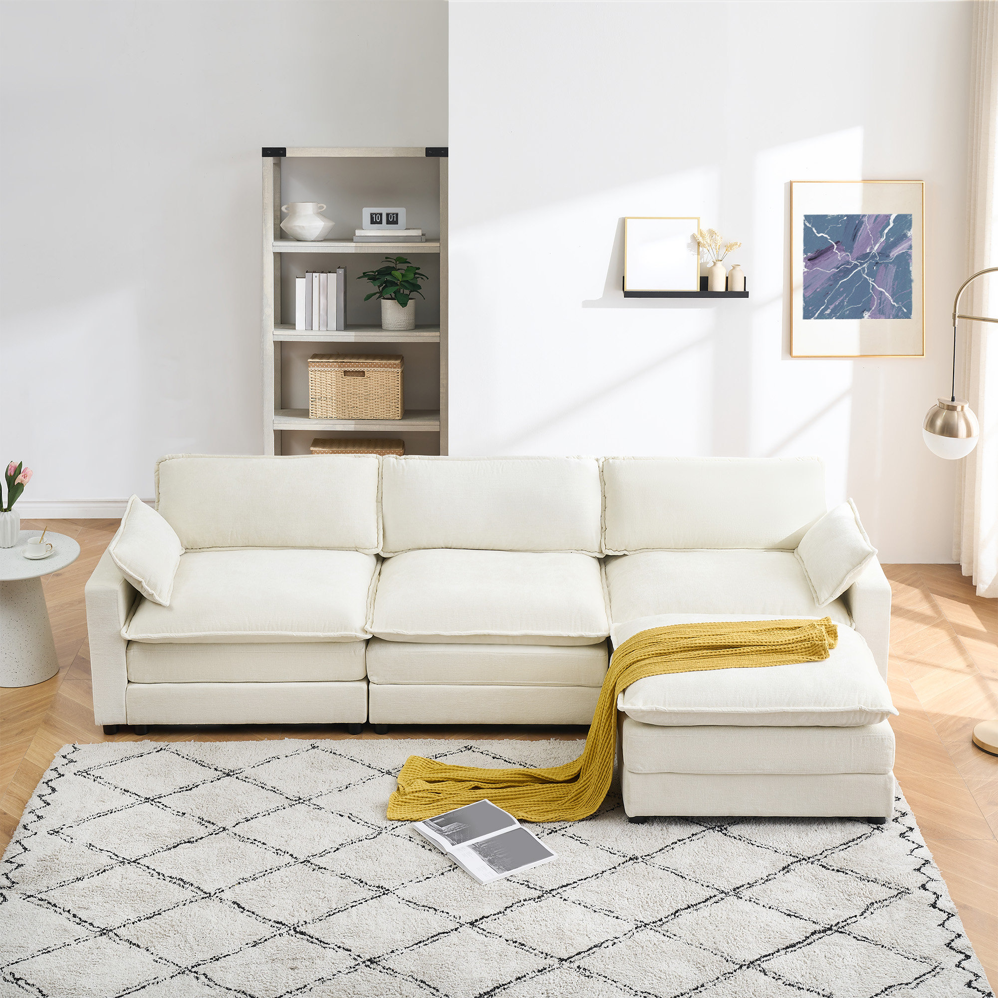 Wrought Studio™ 113 Inch Modular Sectional Sofa, Modern 3 Seater L ...