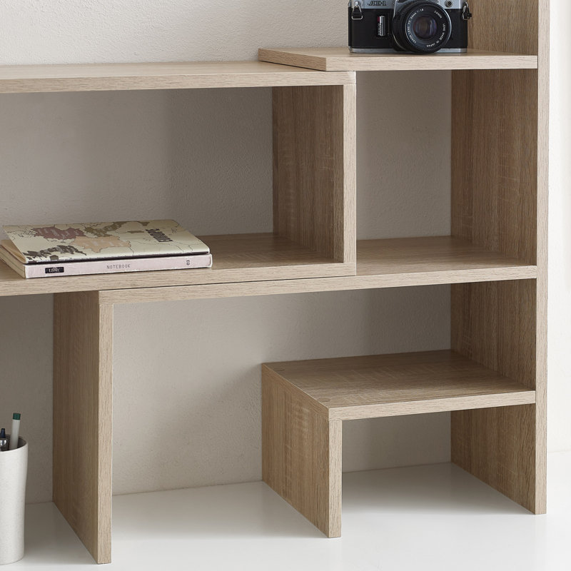 Yak About It Compact Adjustable Dorm Desk Bookshelf, Sonoma