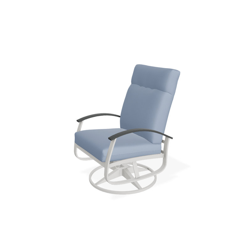 Chaise berçante pivotante réglable avec coussins Askar, Ciel 42A, Graphite classique P30, Neige texturée