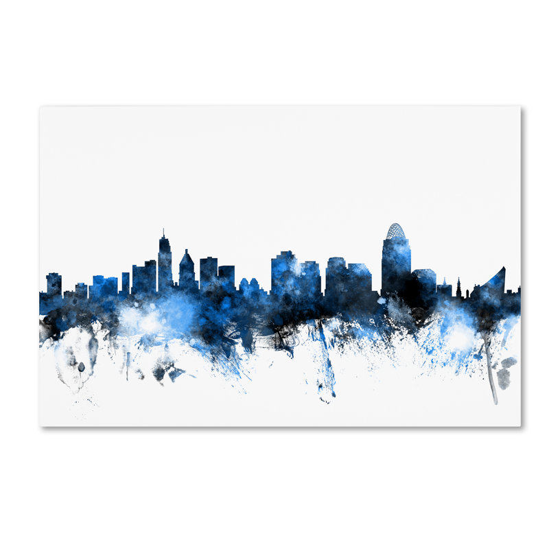 « cincinnati ohio horizon ii », reproduction d’impression sur toile tendue, H 30 po x l 47 po x P 2 po