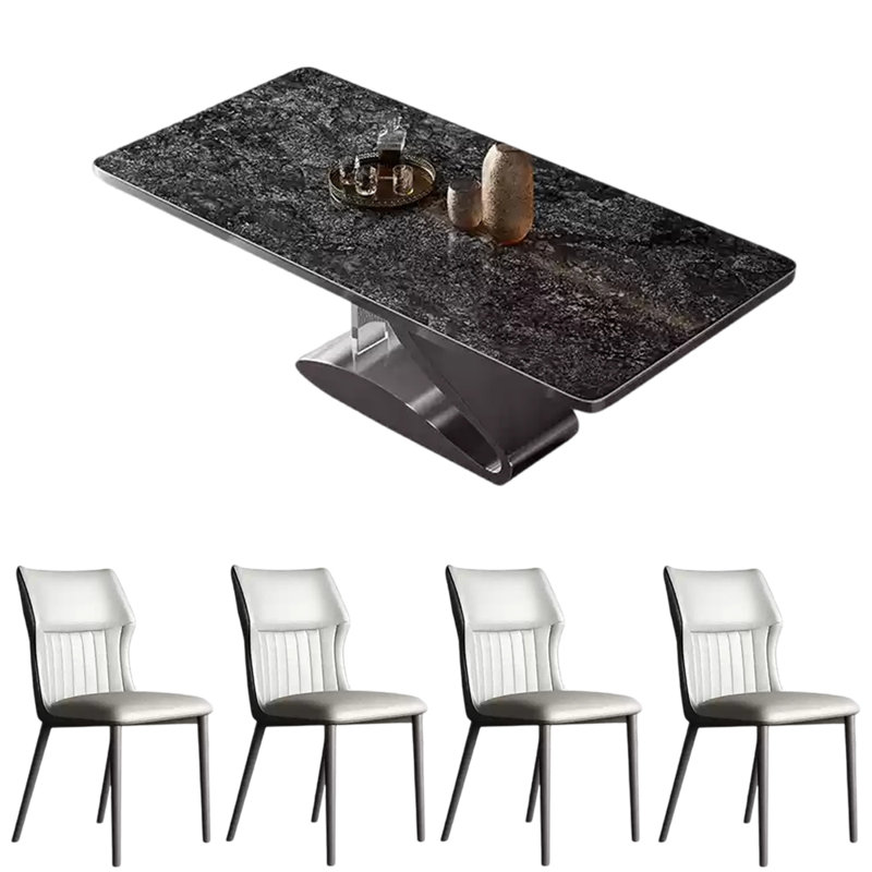 Modern simple rectangular home dining table sets, 29.53"H x 55.12"L x 31.5"W, Black